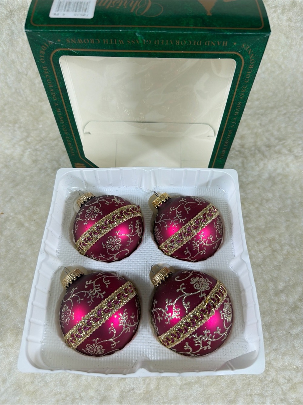 Christmas by Krebs 4-Pack Burgundy and Gold Decorative Christmas Ornaments